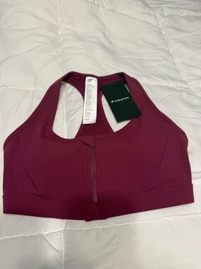 NWT Fabletics Front-Zip Sports Bra in Berry Plum
